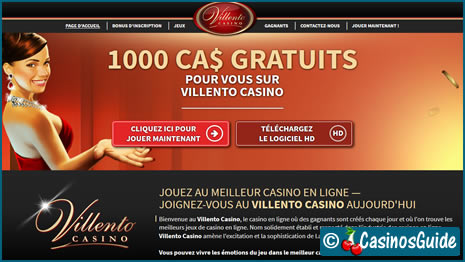 Villento, un casino Microgaming qui vous offre 1000 €/$/£/C$ de bonus.